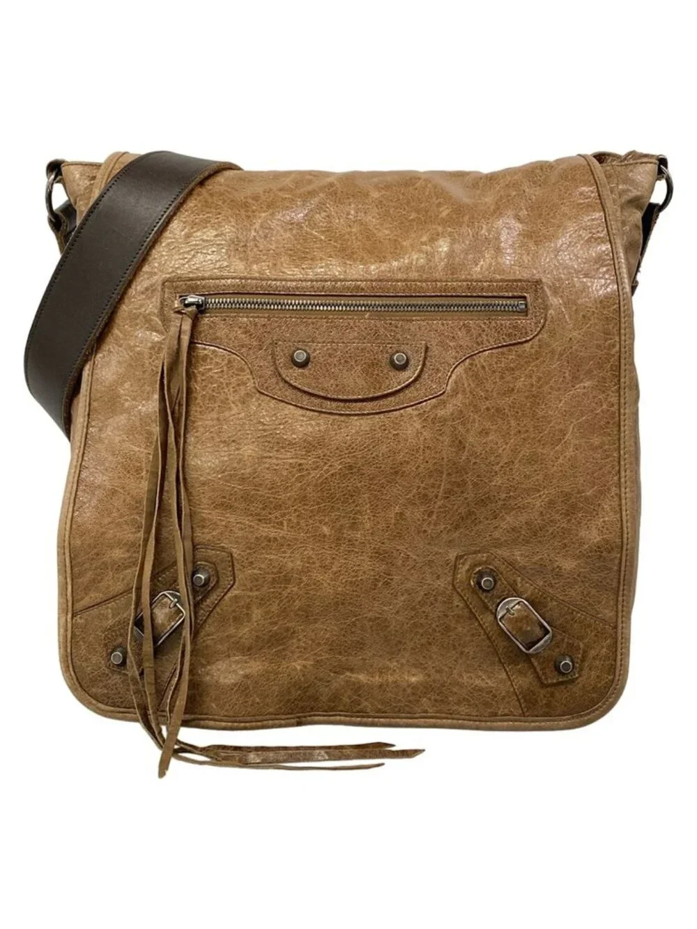 Balenciaga Shoulder Bag the Besace Dark Brown Leather